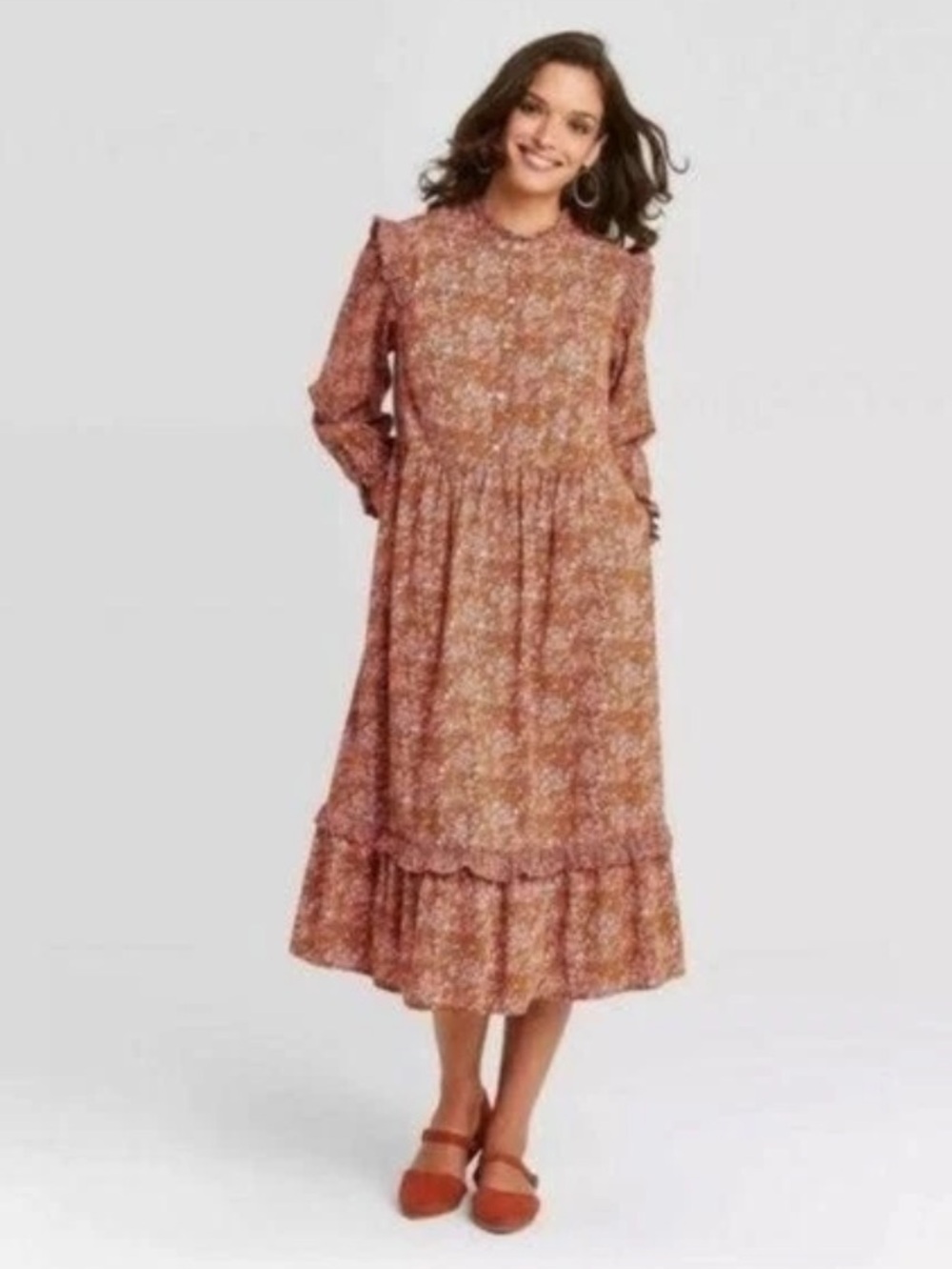 Universal Thread Dress Size XS Prairie Target Orange Floral Farmcore Country NWT